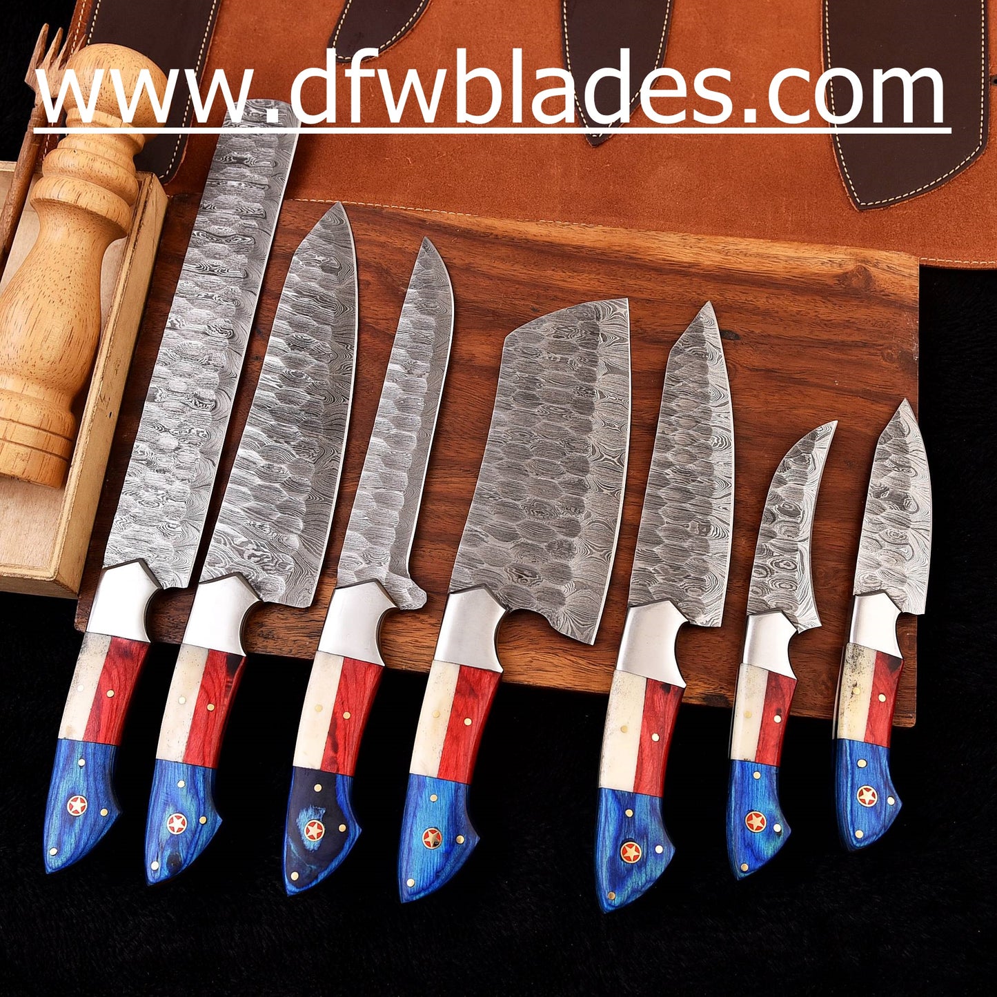 Handmade Damascus Forged steel bbq/kitchen set