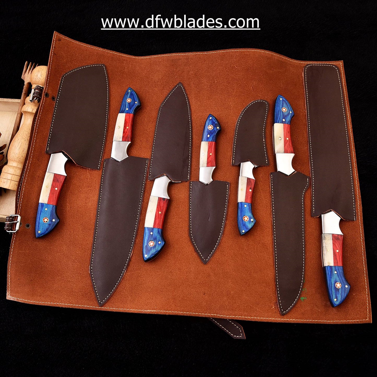 Handmade Damascus Forged steel bbq/kitchen set