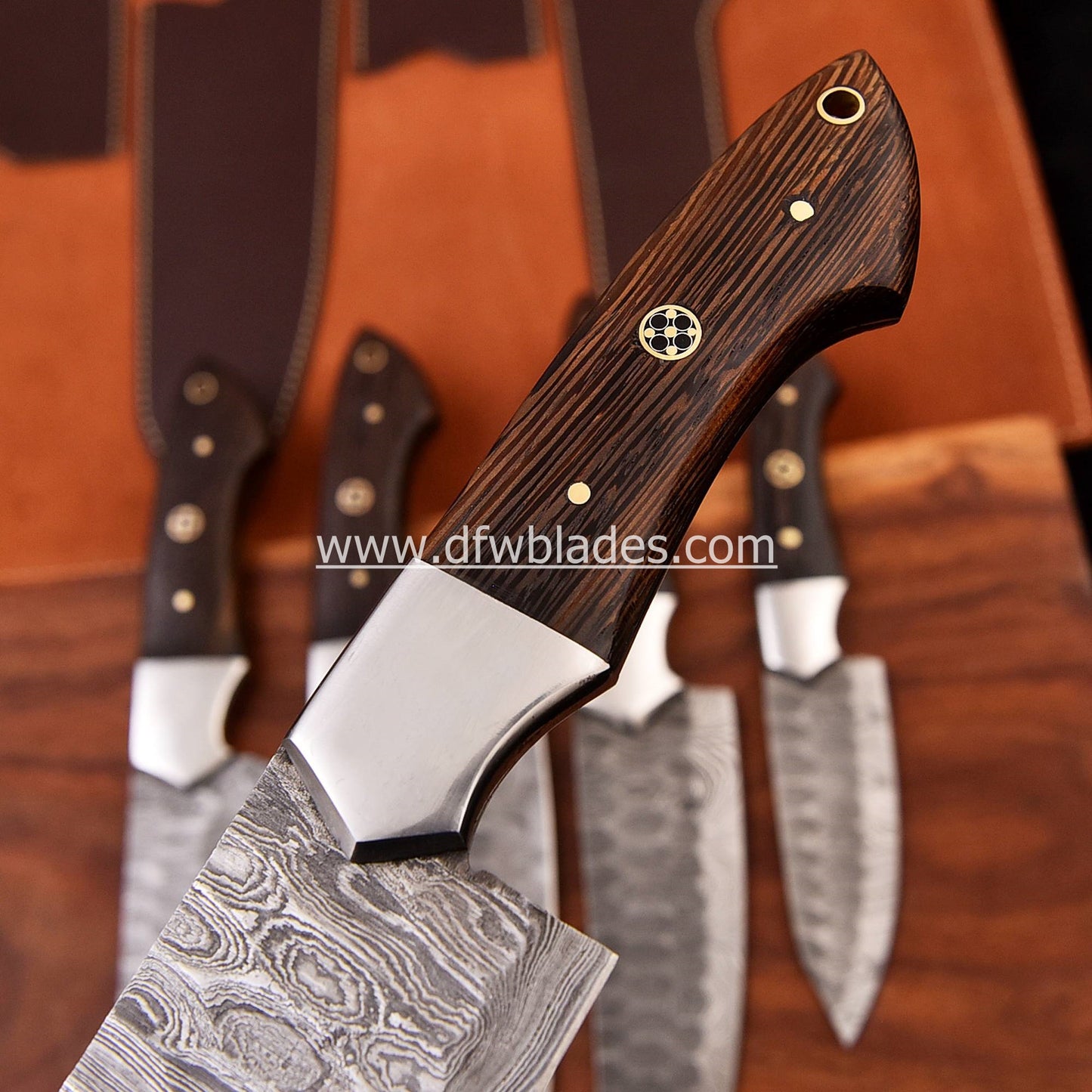 Wenge wood handles 5 pcs set- Handmade Damascus Forged steel chef knives set